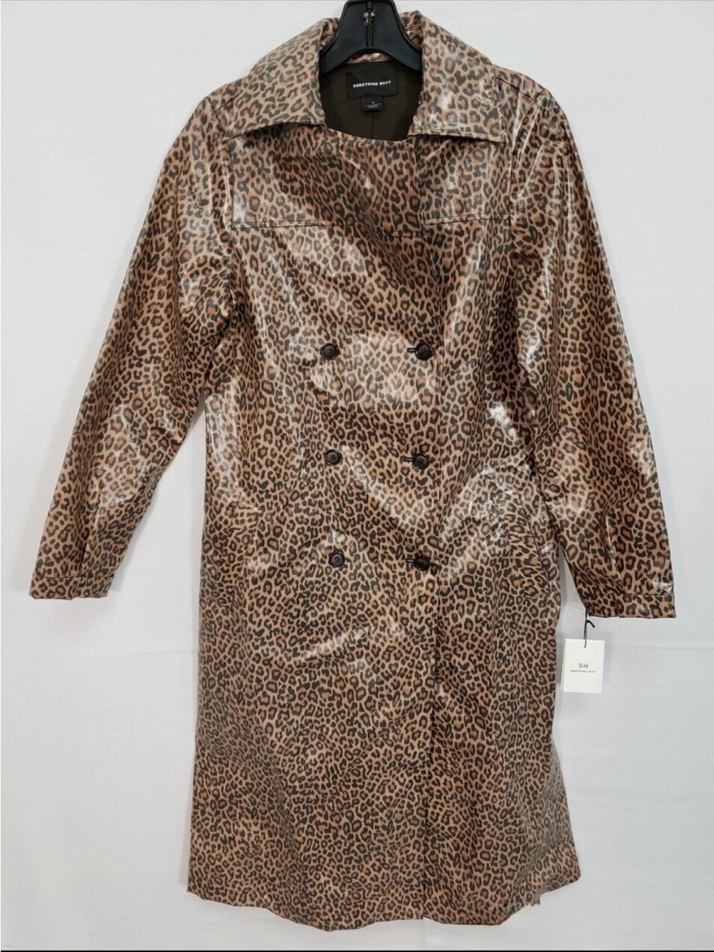 NWT Leopard Print Double-Breasted Trench/Rain Coat.    Sz Small